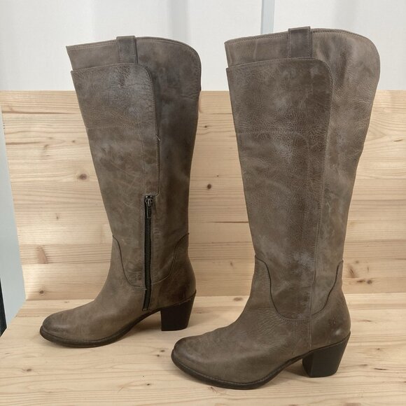 Frye Womens Jackie Tall Leather Boots Sz 9 Brown Taupe Tan Equestrian Southwest - Picture 6 of 16